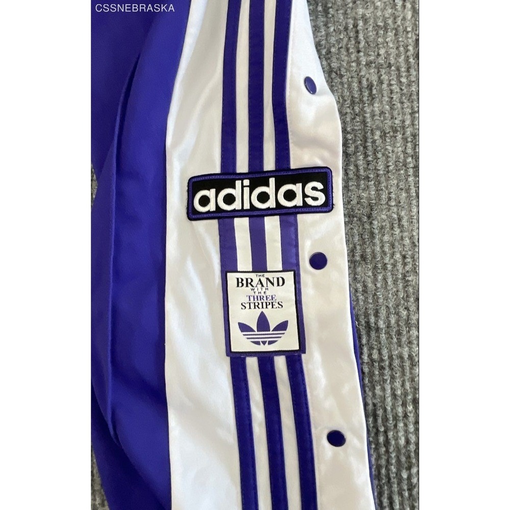 Adidas Women's Adibreak Snap Track Pants Purple White 3-Stripe Tearaway Sz XS - Picture 2 of 10